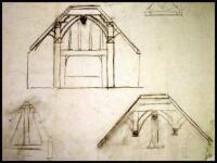 Five pencil sketches of a ceiling design, on a single sheet
