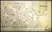 Two pencil and color pencil drawings for wood carving designs