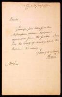 Manuscript Letter signed “H. Knox” as Secretary of War under President Washington