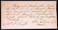 Manuscript receipt signed by Ellen Lucas and witnessed by Jas. G. Smith