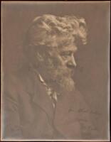 Gelatin silver photograph portrait of the California artist William Keith, signed by Genthe and inscribed and signed by Keith