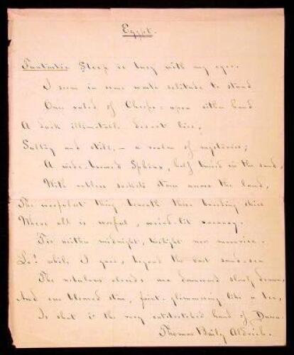 Manuscript poem titled "Egypt"