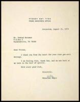 Typed letter, signed by Begin, to a Mr. Damon Bateman of Raymondville, Texas