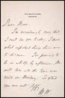 Autograph Letter, signed by Wilson with his initials, to Willam McAdoo