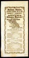 Printed playbill for &ldquo;Smith&rsquo;s Ethiopian Minstrels!&rdquo; National Theatre, benefit concert.