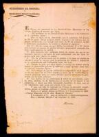 [Printed decree]: "Ministerio de Justica y Negocios Eglesiasticos... Que en obvio de las difficultades que la aplicacion del decreto de 29 de agosto..."