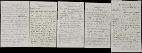 Five autograph letters signed by William McKinley, to his wife Ida