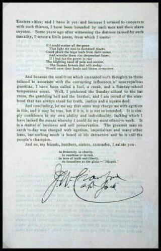 Two printed poems by Crawford, each signed by him in ink