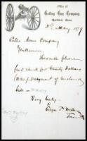 Autograph Letter, signed by Welles, to the Colt's Arms Company, enclosing payment for a bill