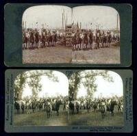 Two stereo views of Indians, one from Buffalo Bill's Wild West Show