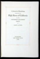 A Journal Ramblings Through the High Sierra of California by the University Excursion Party