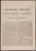 Governor's Message to the First General Assembly of the State of Deseret