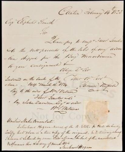 Autograph Document Signed as US Consul - 1823 early American China trade