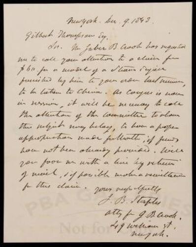 Autograph Letter Signed as attorney for Jabez B. Crook - 1843 First American technology sent to imperial China