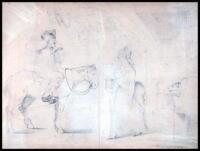 Original pencil sketch of a tavern scene