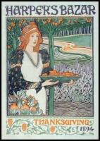 Original magazine cover for Harper's Bazar, Thanksgiving, 1894