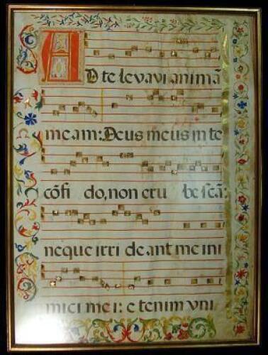 Illuminated manuscript leaf from an Antiphonal, on vellum
