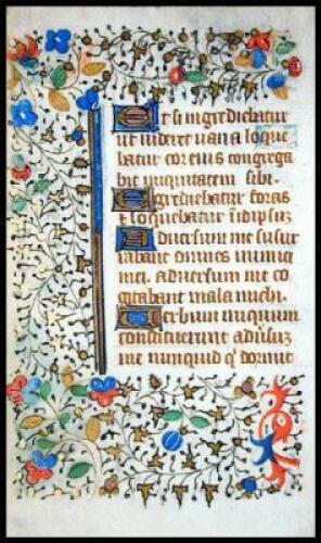 Lot of four illuminated manuscript leaves, on vellum