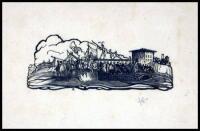 Woodcut illustration, framed
