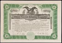 1926 Chinese-American industrial corporation stock certificate