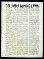 Columbia Mining Laws: We the Miners of the Columbia Mining District...enact the following Laws for the Government of the mines within said District...