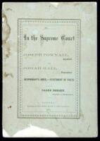 In the Supreme Court: Joseph Pownall, Appellant, vs. Josiah Hall, Respondent. Respondent's Brief, - Statement of Facts