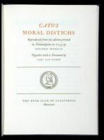 Cato's Moral Distichs, Reproduced from the edition printed in Philadelphia in 1735 by Benjamin Franklin