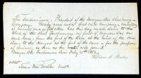 Manuscript document signed for a claim of land on the Tuolumne River
