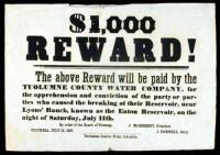 $1000 Reward! ...paid by the Tuolumne County Water Company