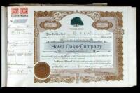 Lot of three stock books or ledgers for the Hotel Oaks Company of Chico, California