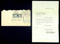 Airmail letter to Edith Maud Rice with other Lindbergh memoribilia