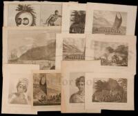 Approx. 32 copper-engraved plates of Hawaii & the South Seas in illustration of the voyages of Captain James Cook, with some duplication
