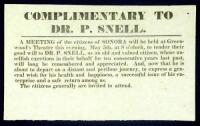 Complimentary to Dr. P. Snell. A Meeting of the citizens of Sonora will be held at Greenwood's Theatre this evening...
