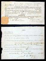 Three partially printed legal documents filled out in ink