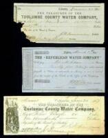 Three promissary notes for Tuolumne County water companies, and an election ticket for company officers
