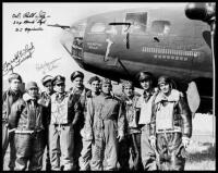 Collection of autographs by 56 individual American bomber pilots, group commanders, and crewmen, totalling nearly 300 signatures on bookplates, photographs, and letters.