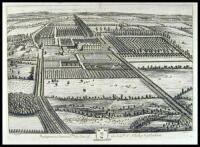 Lot of 6 copper-engraved views of British noble houses, from an edition of Britannia Illustrata: or, Perspective Views of the Royal Palaces....