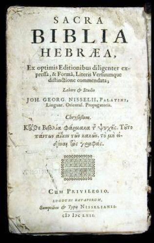 Sacra Biblia Hebraea, Ex optimus Editionibus...