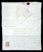 Manuscript legal document, including a survey of land belonging to Mary Bird Gibson