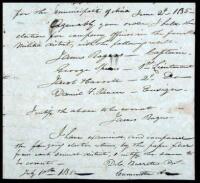 Manuscript document signed, detailing Texas militia election results