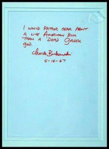 Autographed Aphorism Signed "Dead Greek God"