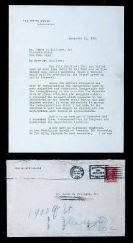 Typed Letter Signed “Herbert Hoover” as President.