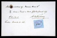 Autograph Document Signed “W.M. Thackeray.”