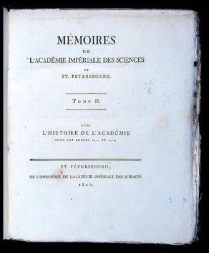 M&eacute;moires de l'Acad&eacute;mie Imp&eacute;riale des Sciences de St. P&eacute;tersbourg