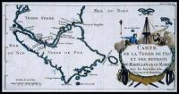 Carte de la Terre de Feu et des Detroits de Magellan et de le Maire avec les Nouvelles Isles d'Anycan et de Beauch&ecirc;ne