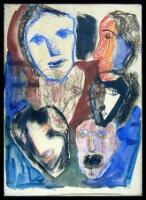 Original Watercolor with color chalk drawings