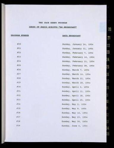 The Jack Benny Program Broadcast on Radio: Sunday January 24, 1954 to Sunday June 6, 1954