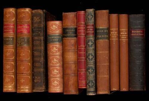 Shelf of works in leather bindings