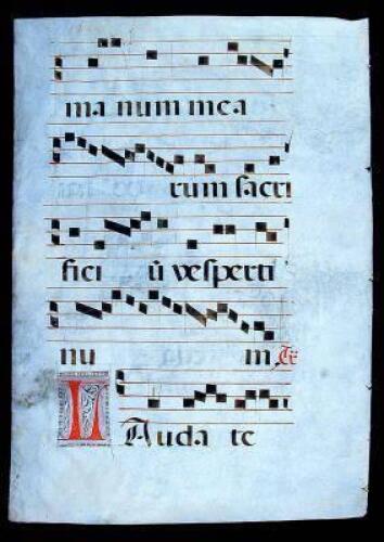 Original hand-executed and illuminated leaf from an Antiphonal