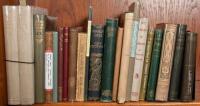 Shelf of literary works, some 19th century, a few signed
